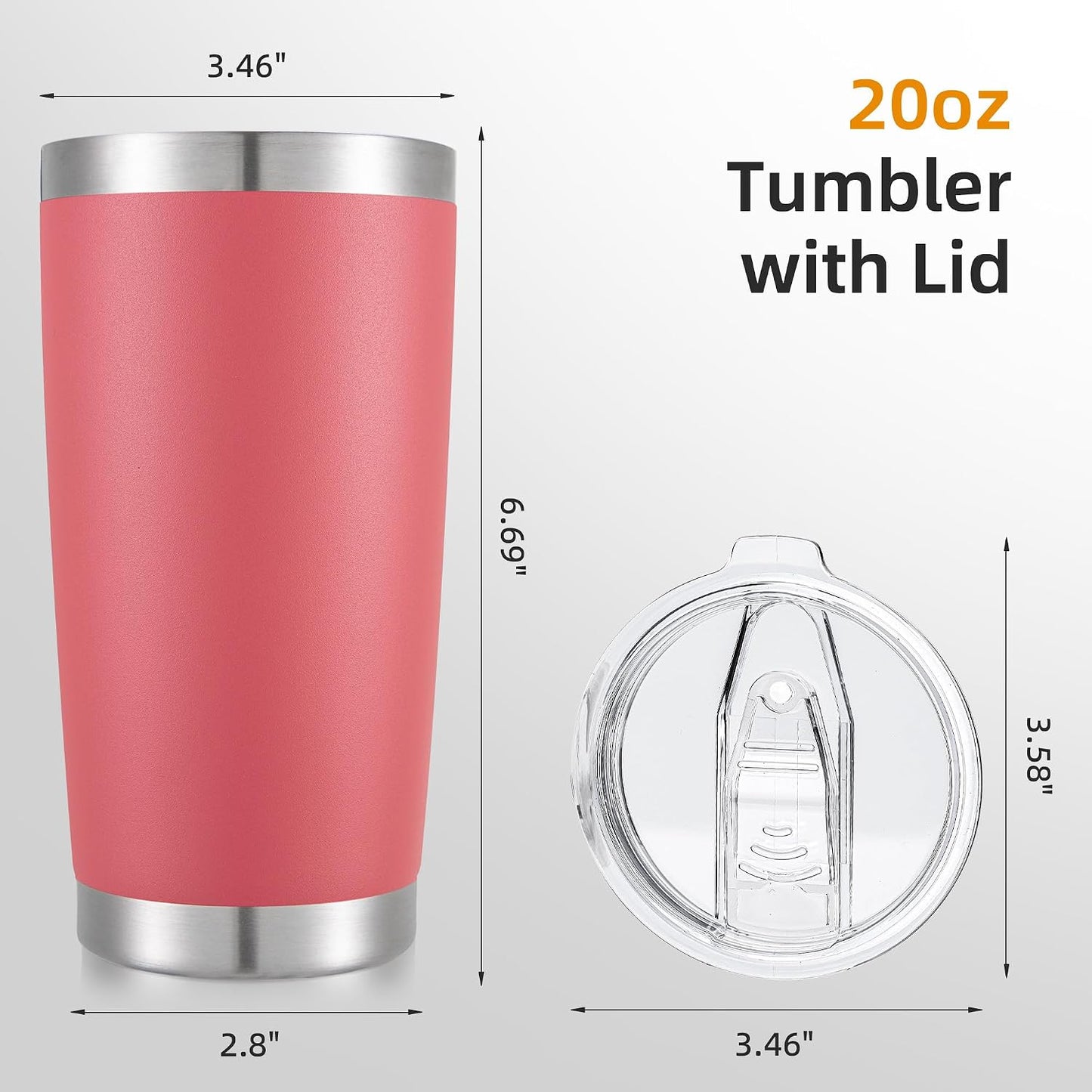 20 oz Tumbler with Lid Stainless Steel Insulated Tumblers, 1 Pack | Leak Proof Lid, Double Wall & Vacuum, Powder Coated, Fit Most Car Cup Holders, for Cold and Hot Drinks, Grey