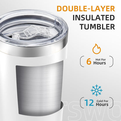 20 oz Tumbler with Lid Stainless Steel Insulated Tumblers, 1 Pack | Leak Proof Lid, Double Wall & Vacuum, Powder Coated, Fit Most Car Cup Holders, for Cold and Hot Drinks, Grey