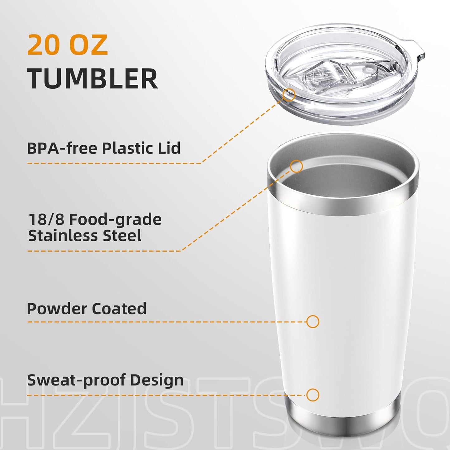 20 oz Tumbler with Lid Stainless Steel Insulated Tumblers, 1 Pack | Leak Proof Lid, Double Wall & Vacuum, Powder Coated, Fit Most Car Cup Holders, for Cold and Hot Drinks, Grey