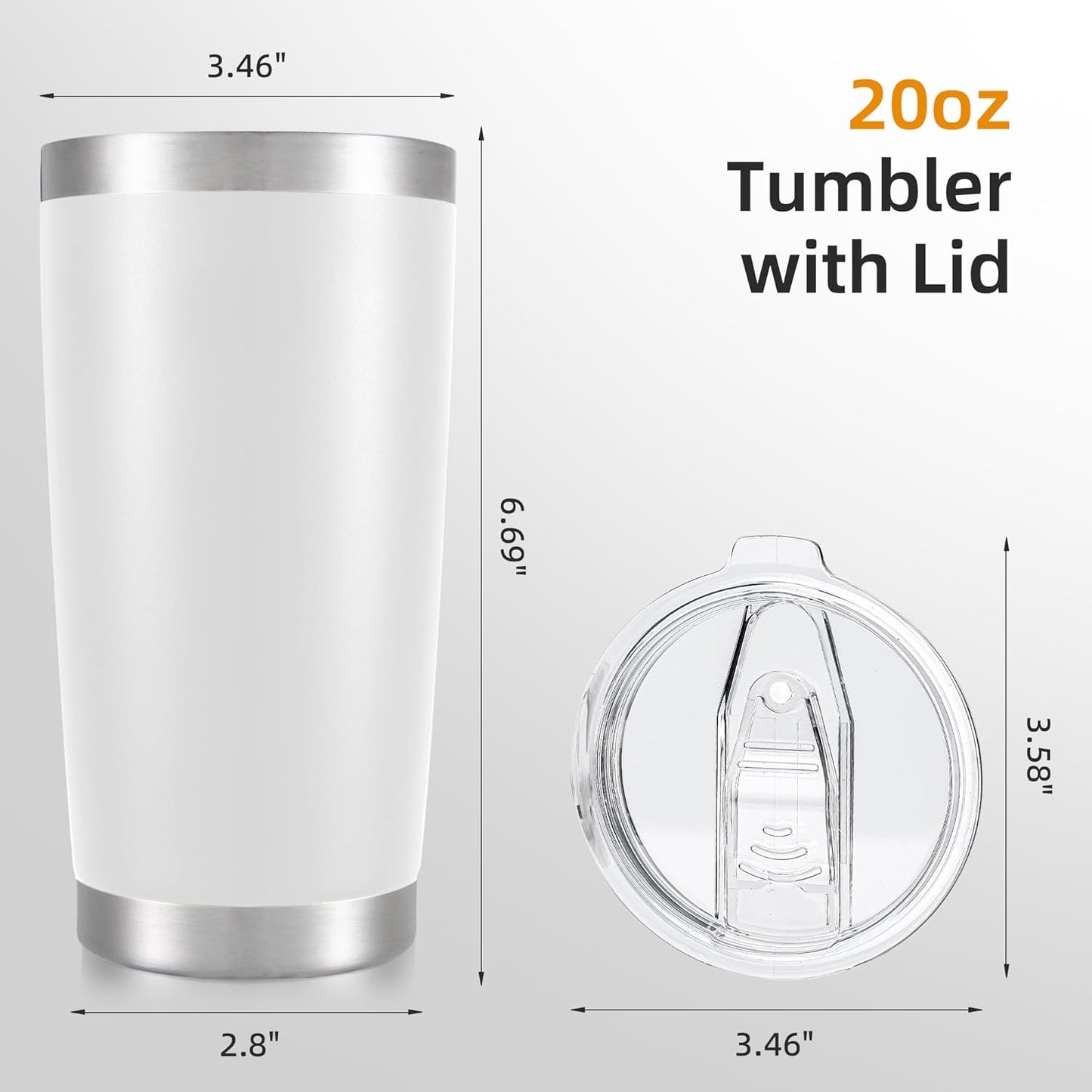 20 oz Tumbler with Lid Stainless Steel Insulated Tumblers, 1 Pack | Leak Proof Lid, Double Wall & Vacuum, Powder Coated, Fit Most Car Cup Holders, for Cold and Hot Drinks, Grey