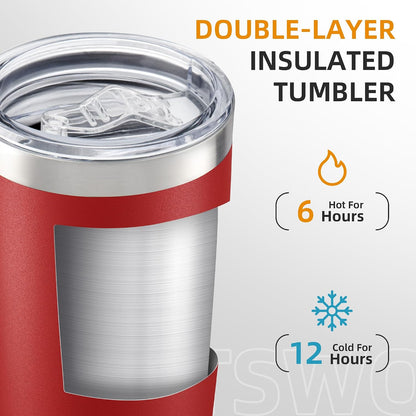 20 oz Tumbler with Lid Stainless Steel Insulated Tumblers, 1 Pack | Leak Proof Lid, Double Wall & Vacuum, Powder Coated, Fit Most Car Cup Holders, for Cold and Hot Drinks, Grey
