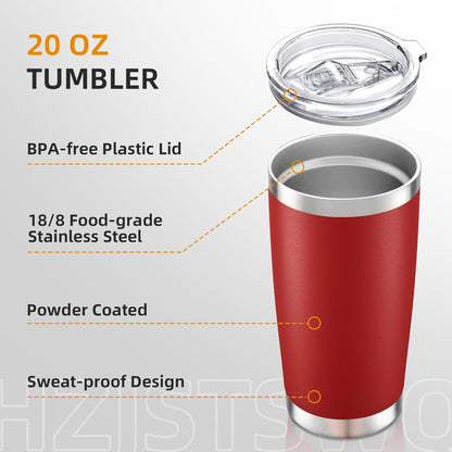 20 oz Tumbler with Lid Stainless Steel Insulated Tumblers, 1 Pack | Leak Proof Lid, Double Wall & Vacuum, Powder Coated, Fit Most Car Cup Holders, for Cold and Hot Drinks, Grey