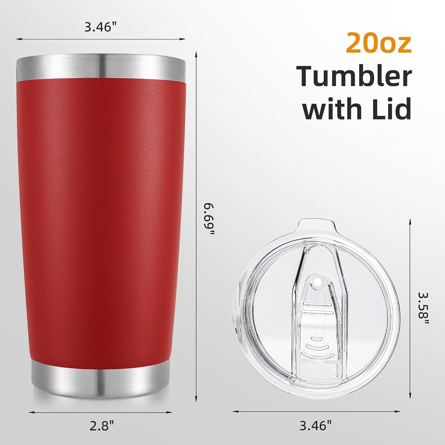 20 oz Tumbler with Lid Stainless Steel Insulated Tumblers, 1 Pack | Leak Proof Lid, Double Wall & Vacuum, Powder Coated, Fit Most Car Cup Holders, for Cold and Hot Drinks, Grey