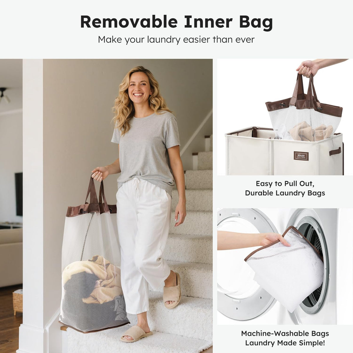 180L Double Laundry Hamper with Lid and 2 Side Pockets, Dual Hamper