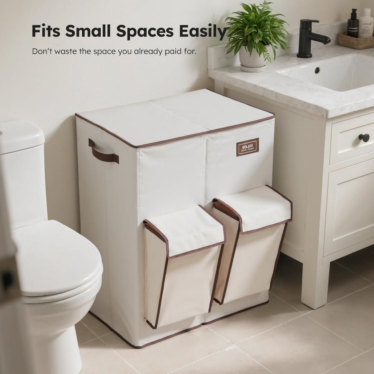 180L Double Laundry Hamper with Lid and 2 Side Pockets, Dual Hamper