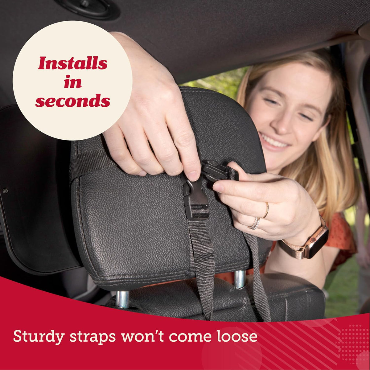 Baby Car Mirror - Secure Headrest Mount for Rear-Facing Seat Mirror - Shatter-Resistant Glass for Clear Infant View - Newborn Car Seat Accessory & Baby Essentials - Large, Black