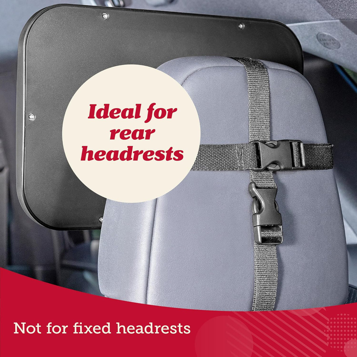 Baby Car Mirror - Secure Headrest Mount for Rear-Facing Seat Mirror - Shatter-Resistant Glass for Clear Infant View - Newborn Car Seat Accessory & Baby Essentials - Large, Black