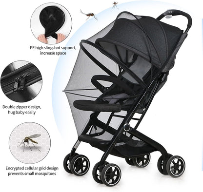 2-in-1 Stroller Cover UPF 50+ Sun Shade & Mosquito Net 3D Canopy