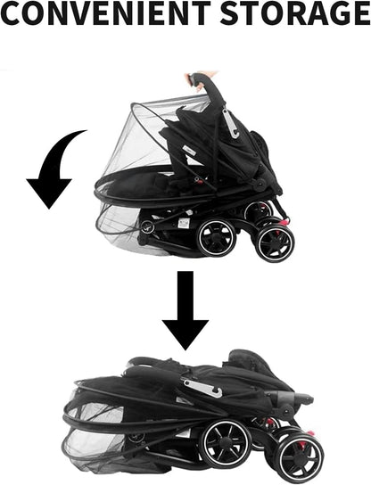 2-in-1 Stroller Cover UPF 50+ Sun Shade & Mosquito Net 3D Canopy