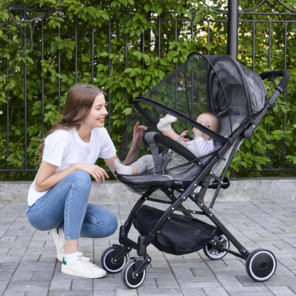 2-in-1 Stroller Cover UPF 50+ Sun Shade & Mosquito Net 3D Canopy