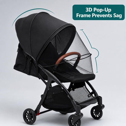 2-in-1 Stroller Cover UPF 50+ Sun Shade & Mosquito Net 3D Canopy