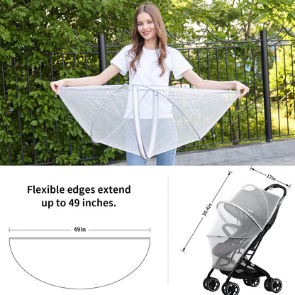 2-in-1 Stroller Cover UPF 50+ Sun Shade & Mosquito Net 3D Canopy