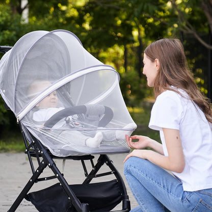 2-in-1 Stroller Cover UPF 50+ Sun Shade & Mosquito Net 3D Canopy