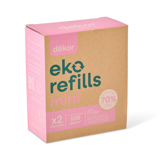 MINI Refills, 2 Count | ONLY Eco-Friendly Diaper Pail Refills Made With 70% Recycled Materials | Quicker, Easier & More Cost Effective than Trash Bags | Unscented