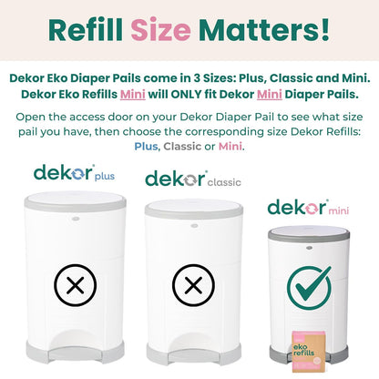 MINI Refills, 2 Count | ONLY Eco-Friendly Diaper Pail Refills Made With 70% Recycled Materials | Quicker, Easier & More Cost Effective than Trash Bags | Unscented