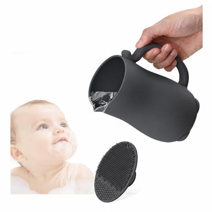 Baby Bath Rinse Cup, Bath Cup for rinsing Hair,The Silicone Material is Soft and Safe, a Good Choice for Baby Bath Products(Cat Beige)