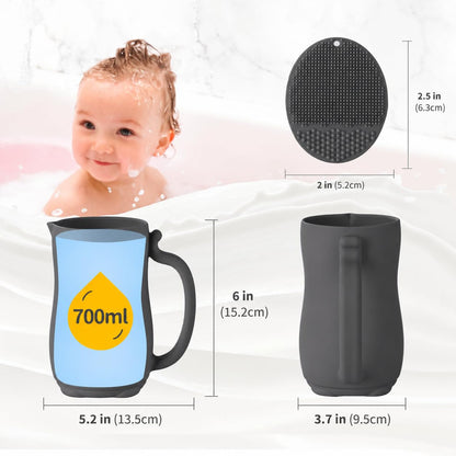 Baby Bath Rinse Cup, Bath Cup for rinsing Hair,The Silicone Material is Soft and Safe, a Good Choice for Baby Bath Products(Cat Beige)