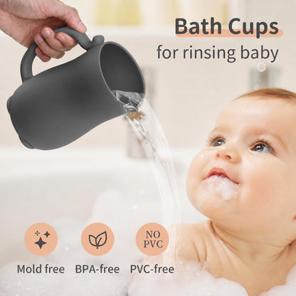Baby Bath Rinse Cup, Bath Cup for rinsing Hair,The Silicone Material is Soft and Safe, a Good Choice for Baby Bath Products(Cat Beige)