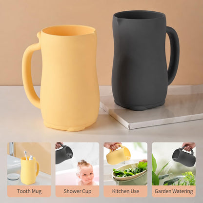 Baby Bath Rinse Cup, Bath Cup for rinsing Hair,The Silicone Material is Soft and Safe, a Good Choice for Baby Bath Products(Cat Beige)
