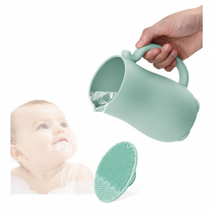 Baby Bath Rinse Cup, Bath Cup for rinsing Hair,The Silicone Material is Soft and Safe, a Good Choice for Baby Bath Products(Cat Beige)