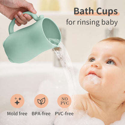 Baby Bath Rinse Cup, Bath Cup for rinsing Hair,The Silicone Material is Soft and Safe, a Good Choice for Baby Bath Products(Cat Beige)