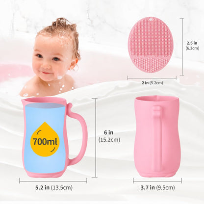 Baby Bath Rinse Cup, Bath Cup for rinsing Hair,The Silicone Material is Soft and Safe, a Good Choice for Baby Bath Products(Cat Beige)