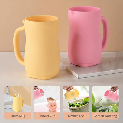 Baby Bath Rinse Cup, Bath Cup for rinsing Hair,The Silicone Material is Soft and Safe, a Good Choice for Baby Bath Products(Cat Beige)