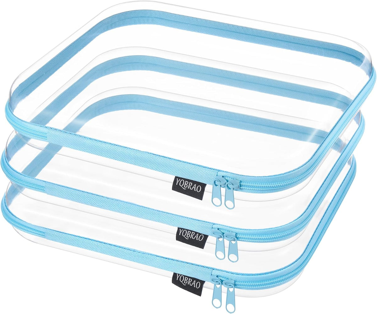 Clear Hard Shell Zipper Cases, 4 Medium Makeup Organizers, White