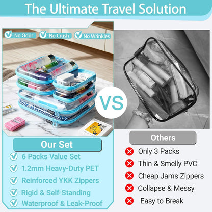 Clear Hard Shell Zipper Cases, 4 Medium Makeup Organizers, White