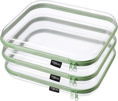 Clear Hard Shell Zipper Cases, 4 Medium Makeup Organizers, White