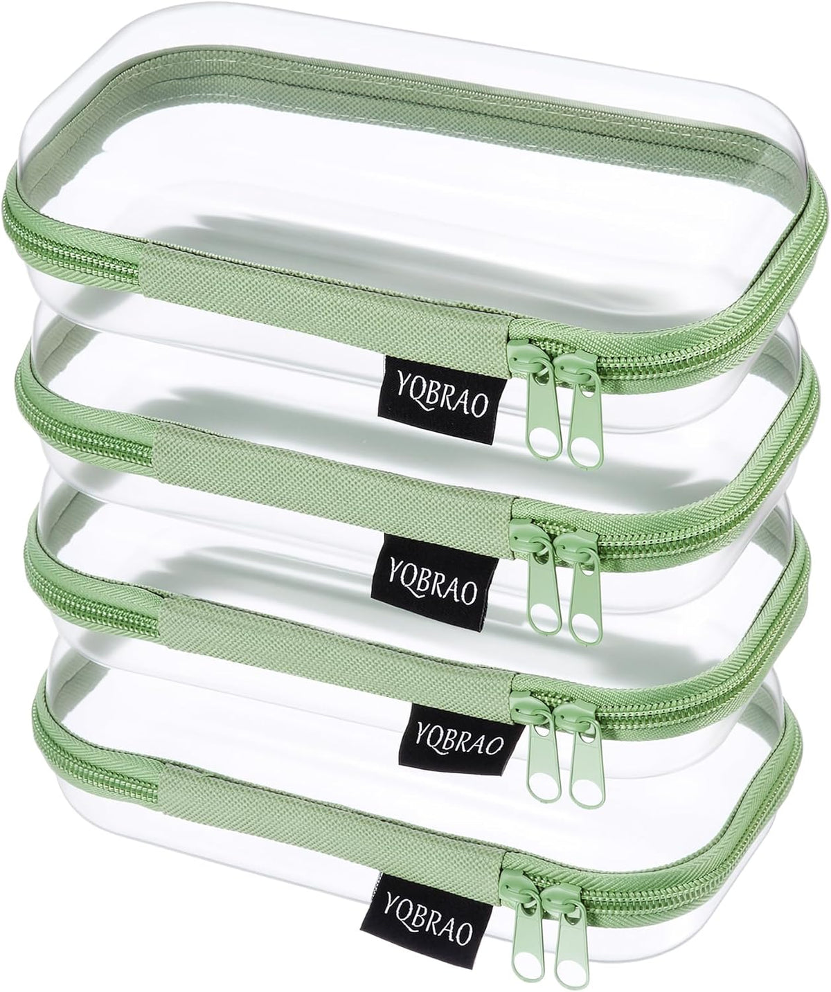 Clear Hard Shell Zipper Cases, 4 Medium Makeup Organizers, White
