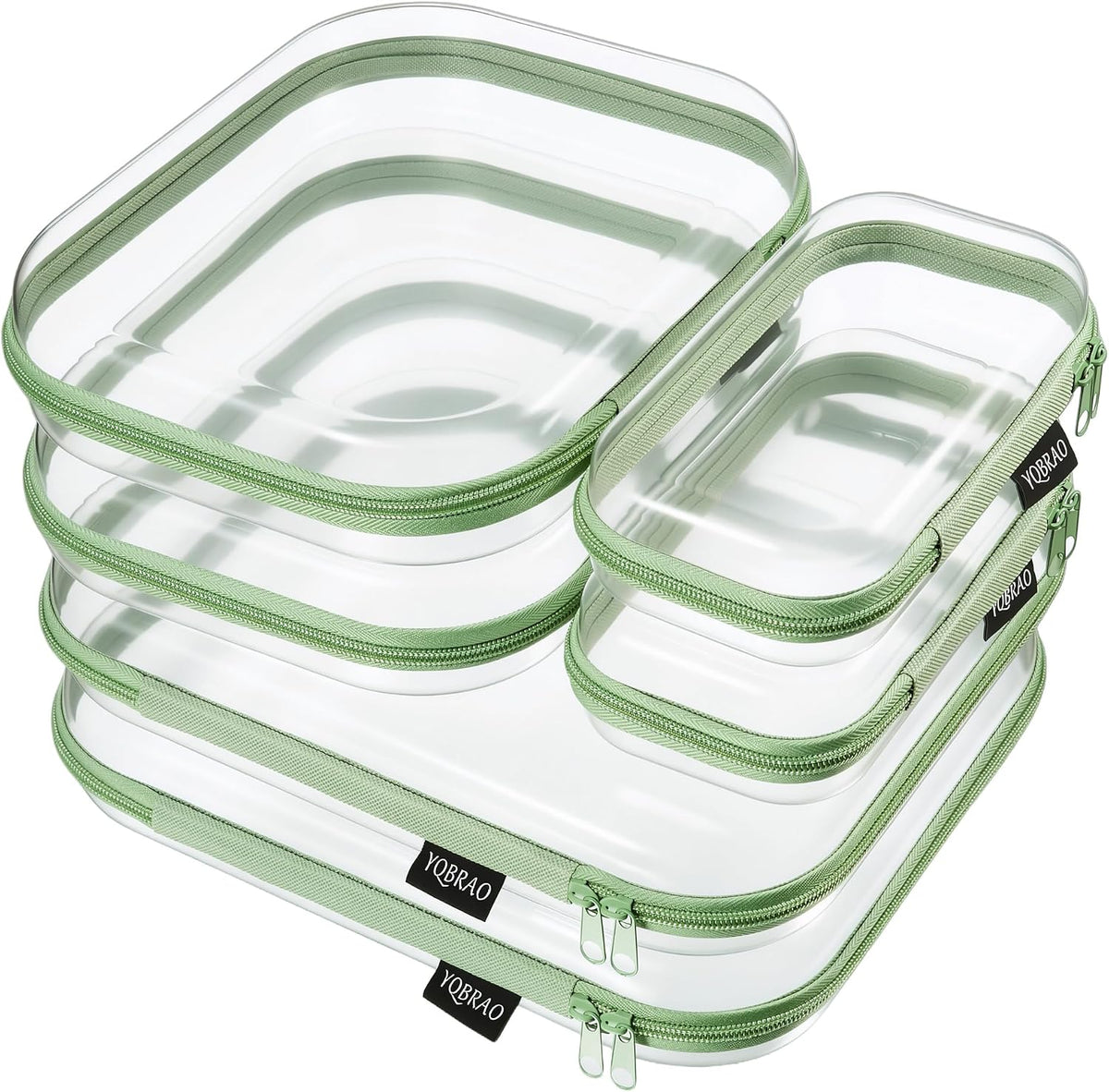 Clear Hard Shell Zipper Cases, 4 Medium Makeup Organizers, White