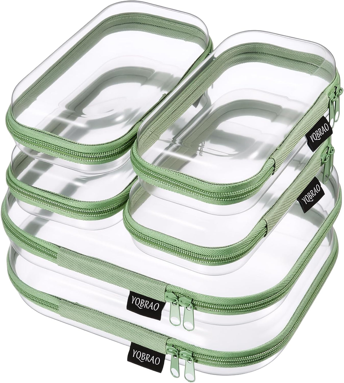 Clear Hard Shell Zipper Cases, 4 Medium Makeup Organizers, White