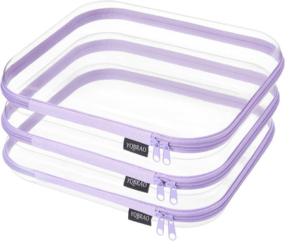 Clear Hard Shell Zipper Cases, 4 Medium Makeup Organizers, White