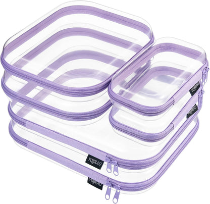 Clear Hard Shell Zipper Cases, 4 Medium Makeup Organizers, White