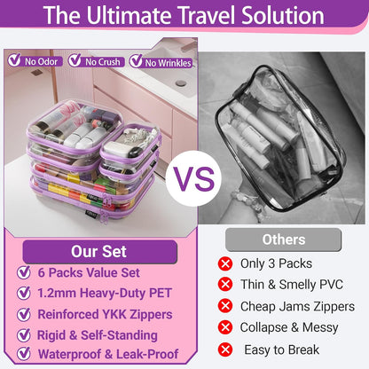 Clear Hard Shell Zipper Cases, 4 Medium Makeup Organizers, White