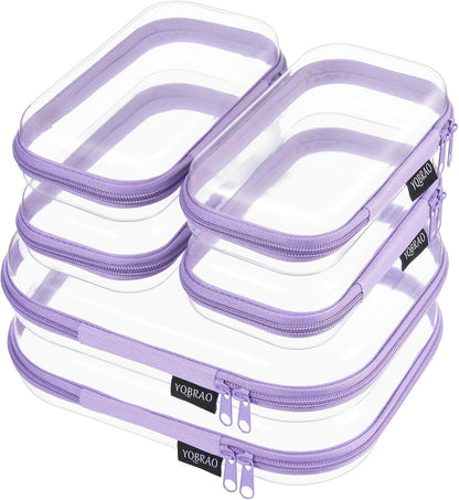Clear Hard Shell Zipper Cases, 4 Medium Makeup Organizers, White