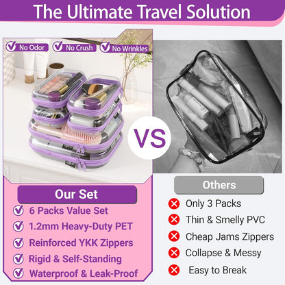 Clear Hard Shell Zipper Cases, 4 Medium Makeup Organizers, White