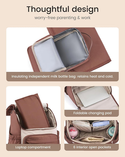 Diaper Bag Backpack With Large Capacity Cup Pocket