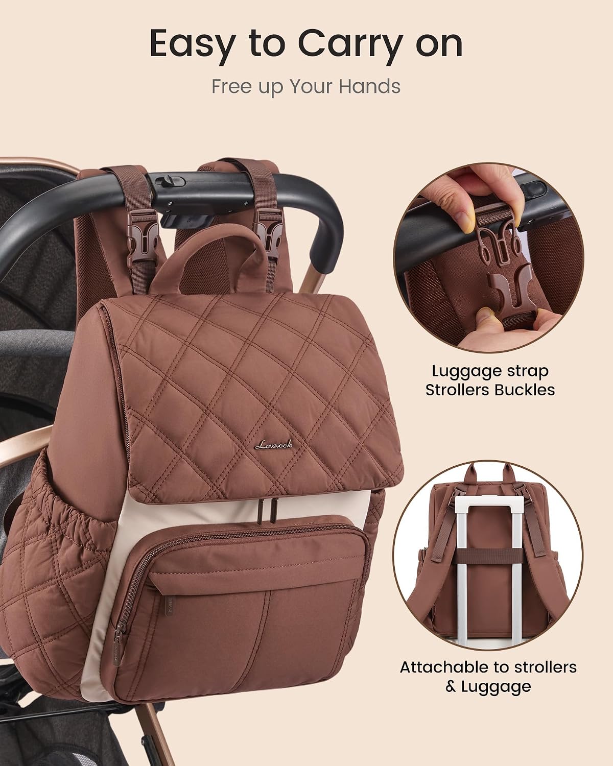 Diaper Bag Backpack With Large Capacity Cup Pocket