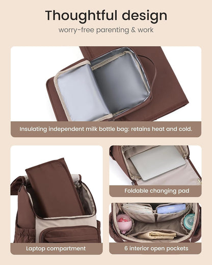Diaper Bag Backpack With Large Capacity Cup Pocket