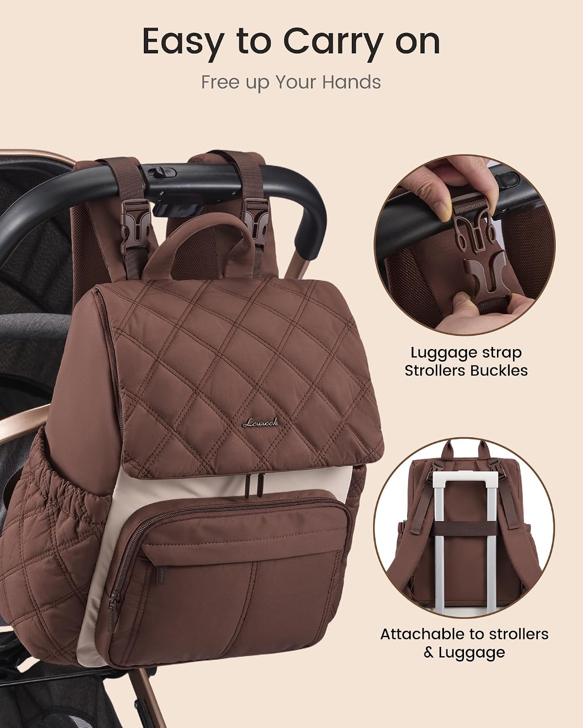 Diaper Bag Backpack With Large Capacity Cup Pocket