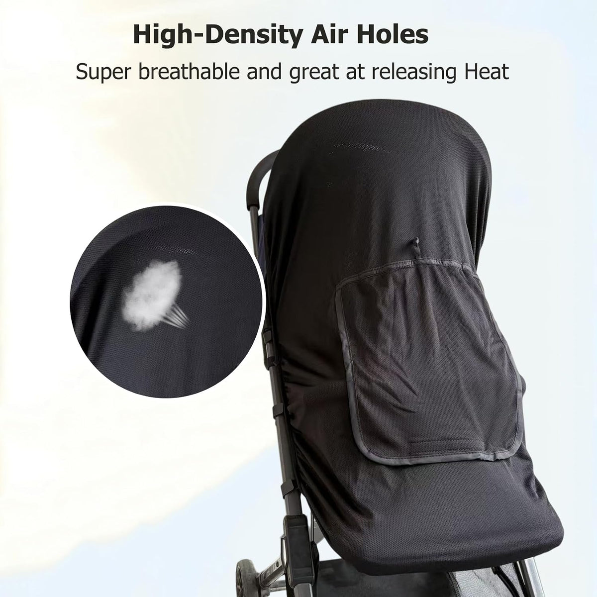 Universal Baby Stroller Sun Shade UPF50+ Stroller Shade Extender Cover Breathable Car Seat Sun Shade Cover Buggy Sun Shield with Skylight/Viewing Window for Pushchairs Carrycots Travel Strollers