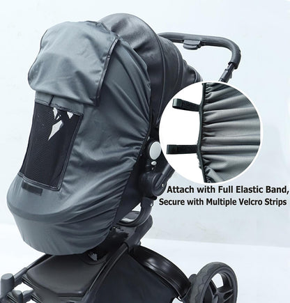 Universal Baby Stroller Sun Shade UPF50+ Stroller Shade Extender Cover Breathable Car Seat Sun Shade Cover Buggy Sun Shield with Skylight/Viewing Window for Pushchairs Carrycots Travel Strollers