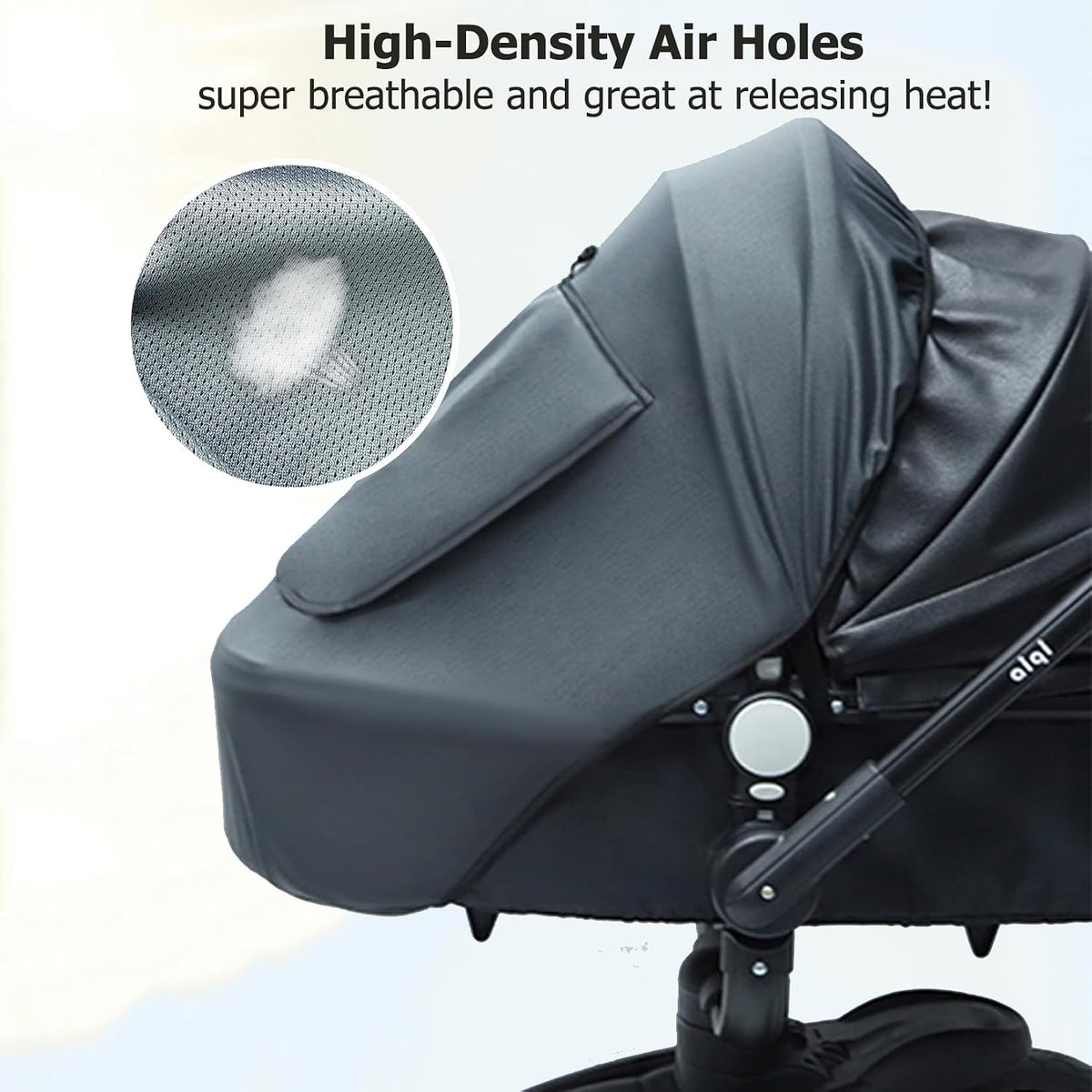 Universal Baby Stroller Sun Shade UPF50+ Stroller Shade Extender Cover Breathable Car Seat Sun Shade Cover Buggy Sun Shield with Skylight/Viewing Window for Pushchairs Carrycots Travel Strollers