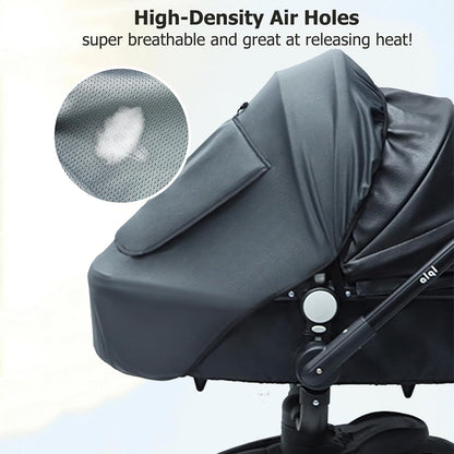 Universal Baby Stroller Sun Shade UPF50+ Stroller Shade Extender Cover Breathable Car Seat Sun Shade Cover Buggy Sun Shield with Skylight/Viewing Window for Pushchairs Carrycots Travel Strollers