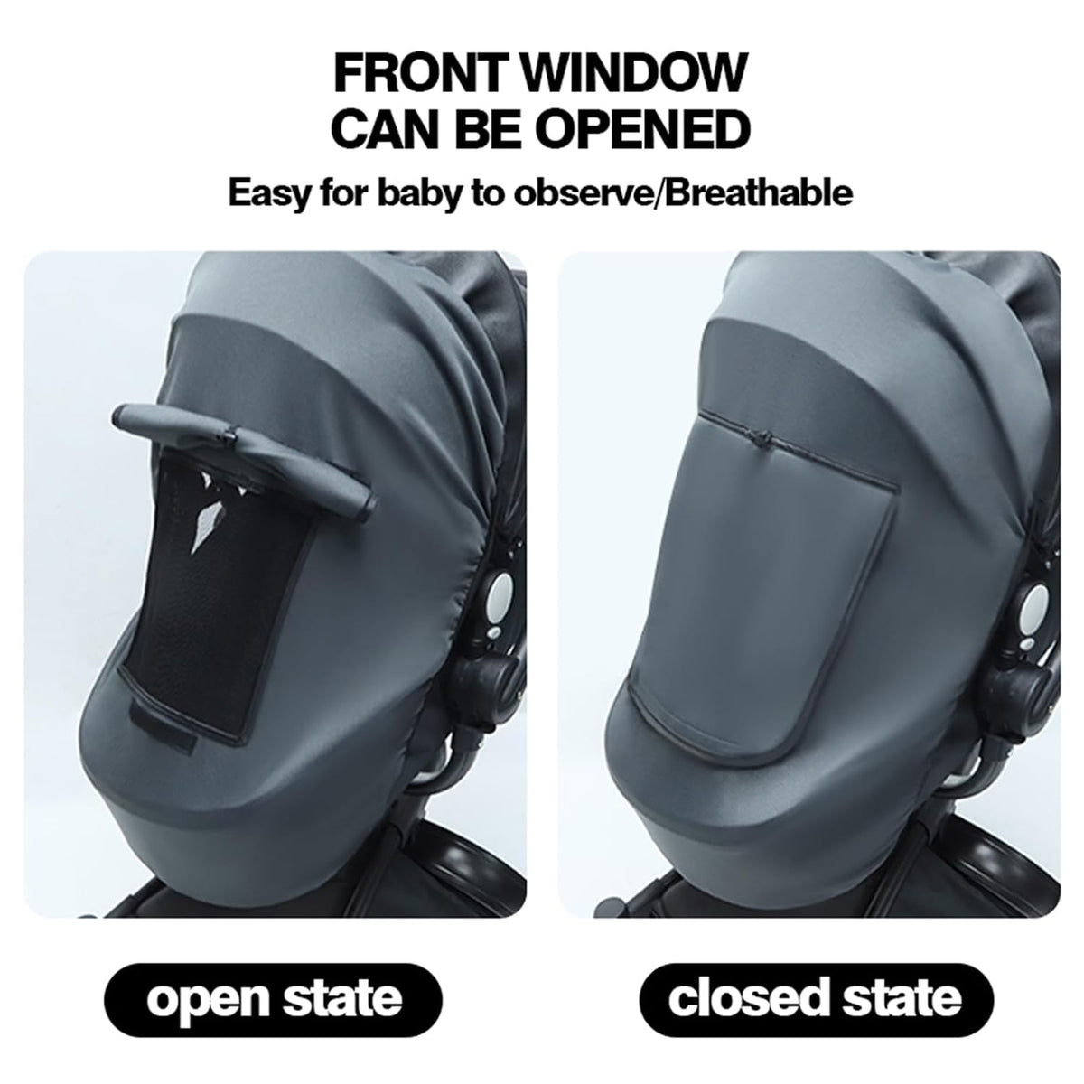 Universal Baby Stroller Sun Shade UPF50+ Stroller Shade Extender Cover Breathable Car Seat Sun Shade Cover Buggy Sun Shield with Skylight/Viewing Window for Pushchairs Carrycots Travel Strollers