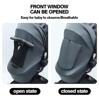 Universal Baby Stroller Sun Shade UPF50+ Stroller Shade Extender Cover Breathable Car Seat Sun Shade Cover Buggy Sun Shield with Skylight/Viewing Window for Pushchairs Carrycots Travel Strollers