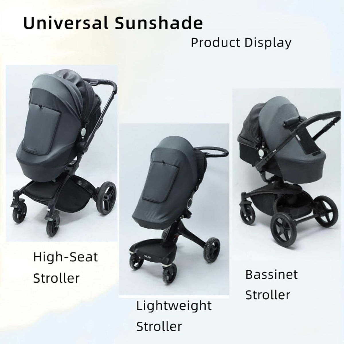 Universal Baby Stroller Sun Shade UPF50+ Stroller Shade Extender Cover Breathable Car Seat Sun Shade Cover Buggy Sun Shield with Skylight/Viewing Window for Pushchairs Carrycots Travel Strollers