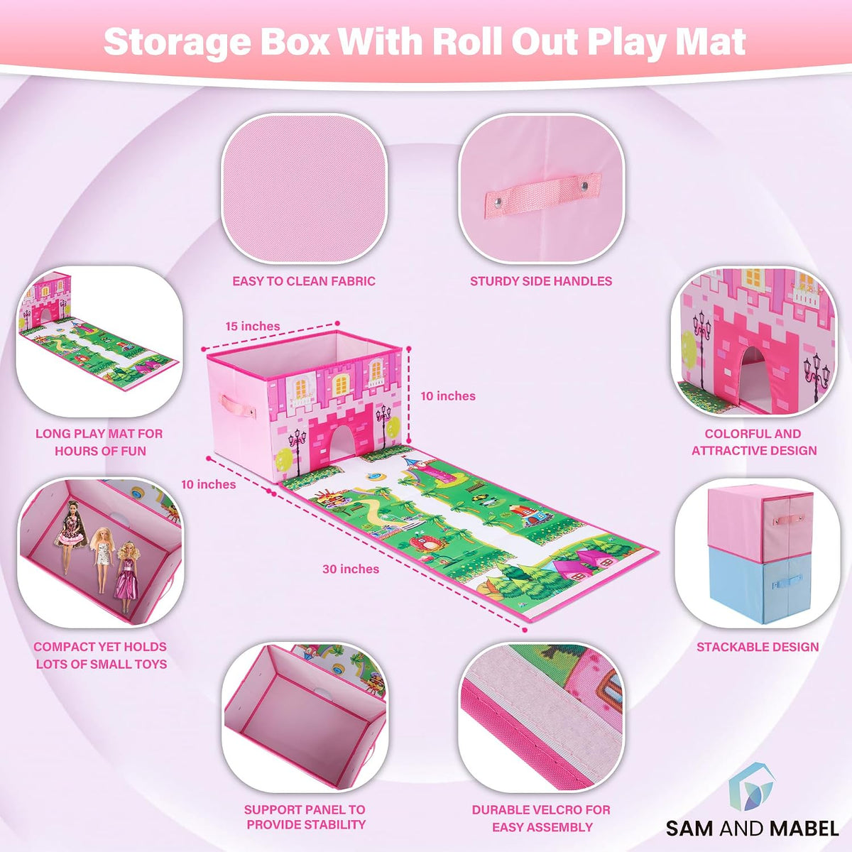 Toy Cars Garage Box – Toy Storage Box with Car Rug Play Mat, Collapsible Storage Organizer for Boys and Girls (GoPlaces)